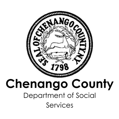 Seal of Chenango County. Text says Chenango County Department of Social Services.