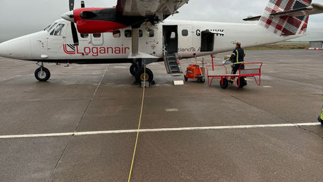 Flying to Machrihanish Dunes