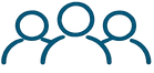 dark teal outline of a group of people icon
