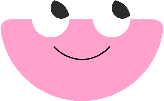 Ilustración infantil rosa con carita sonriente para clínica dental infantil en Puebla