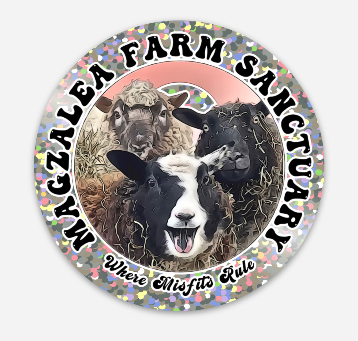 3x3” Magzalea Glitter Alma and the Gang Vinyl Sticker