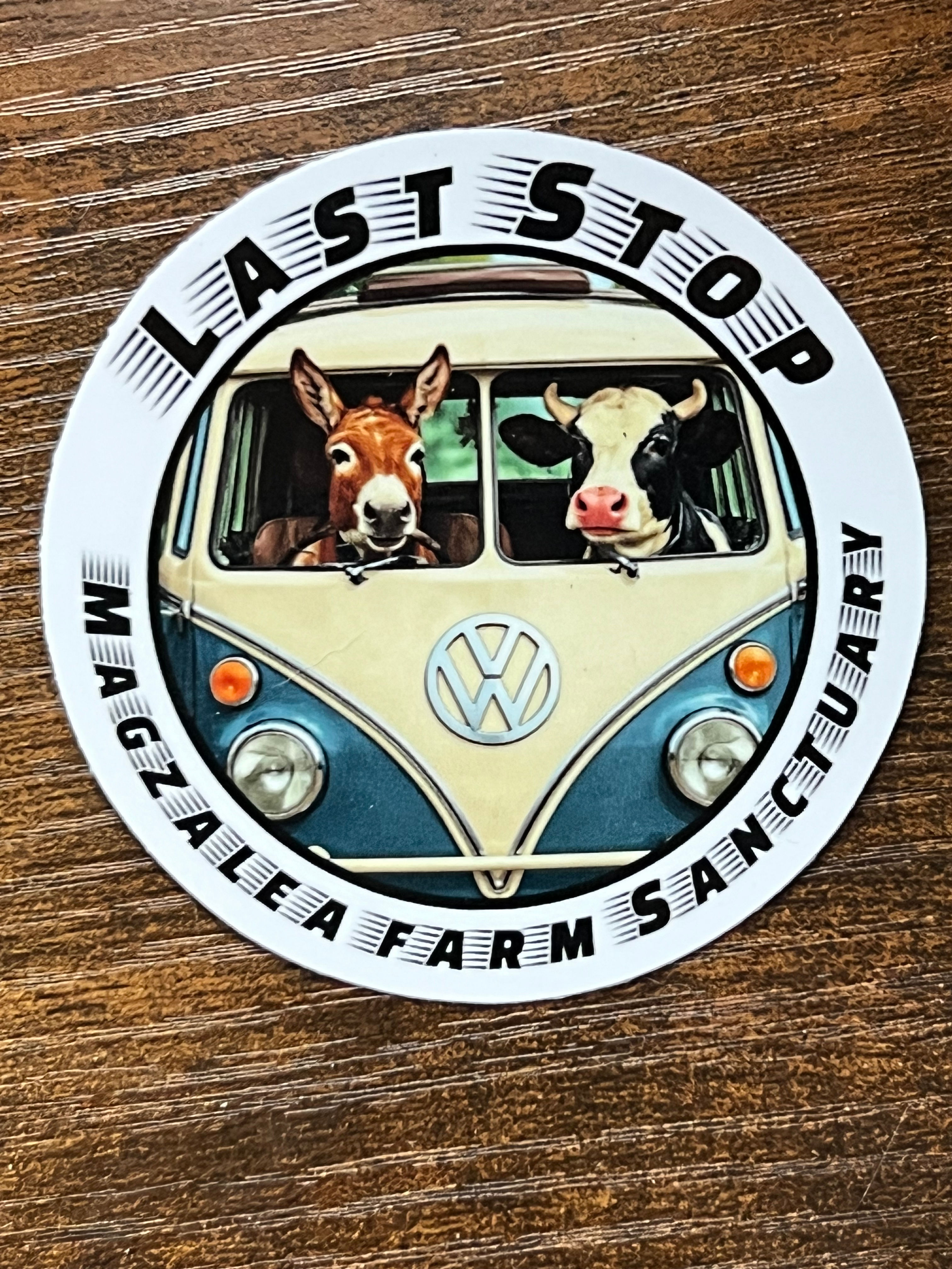3x3” Magzalea. Last Stop, Volkswagen Bus, VW, Vinyl Sticker