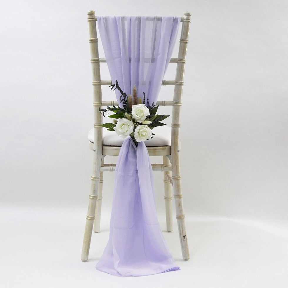 Thumbnail: Lilac Chiffon Vertical Drop Chair Covers