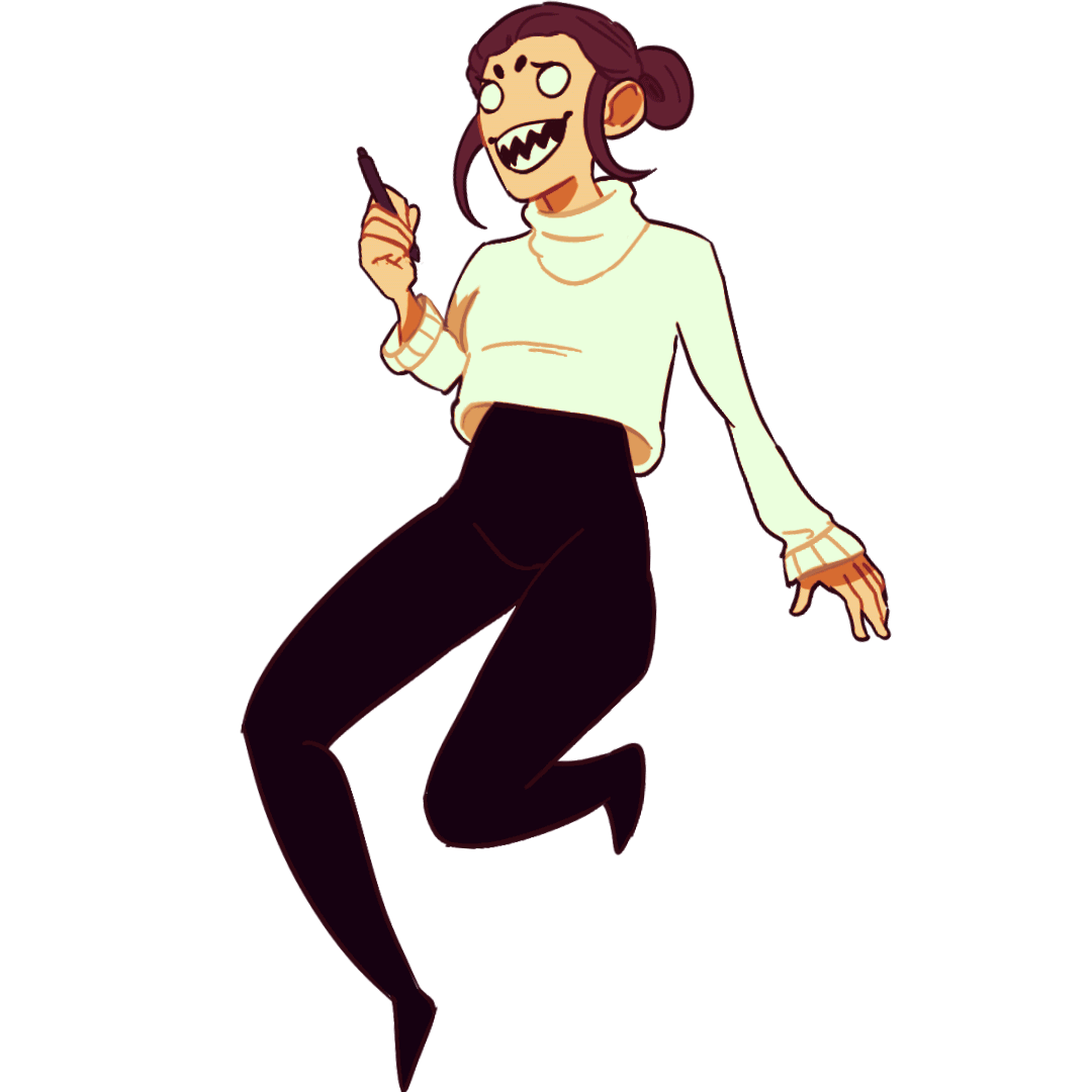 A gif of the artist with a pen in hand.