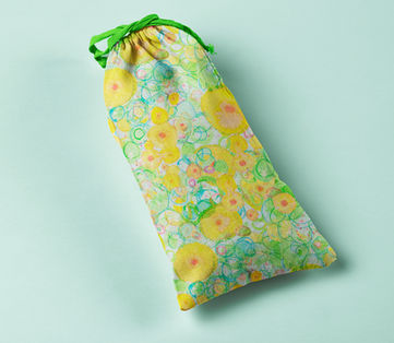 fabric tote bag in green, yellow, blue and orange