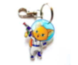 Outer Space Kitty Astronaut Keychain | Kawaii 2 Inch Double Sided Keychain