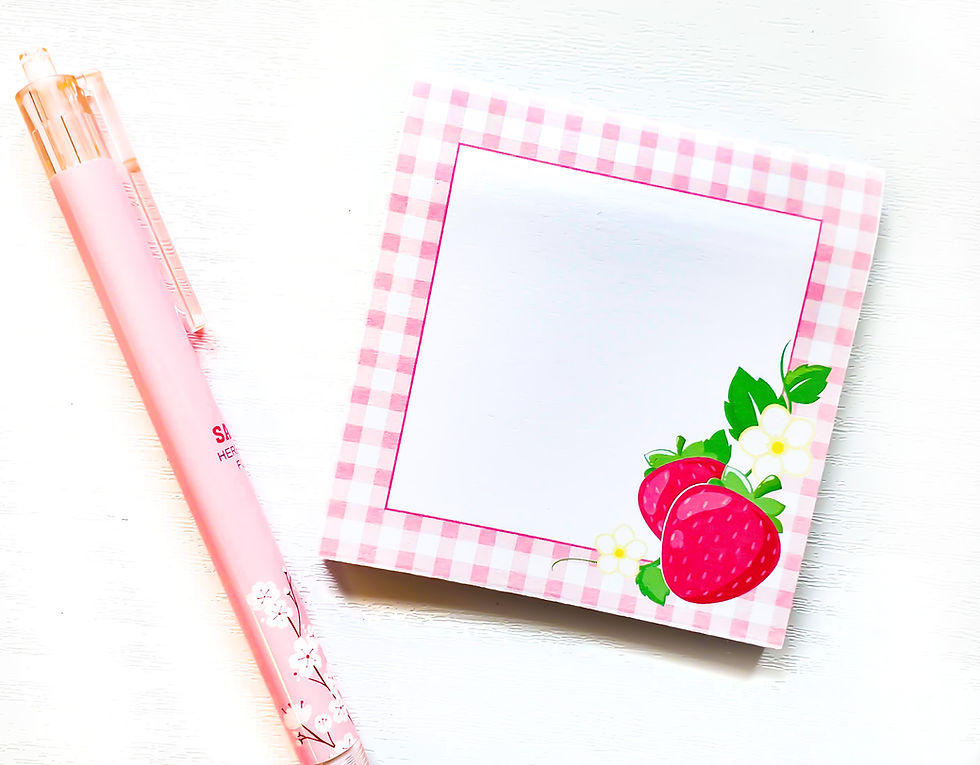 Thumbnail: Strawberry Gingham 3 Inch Sticky Notes | Kawaii Stationery