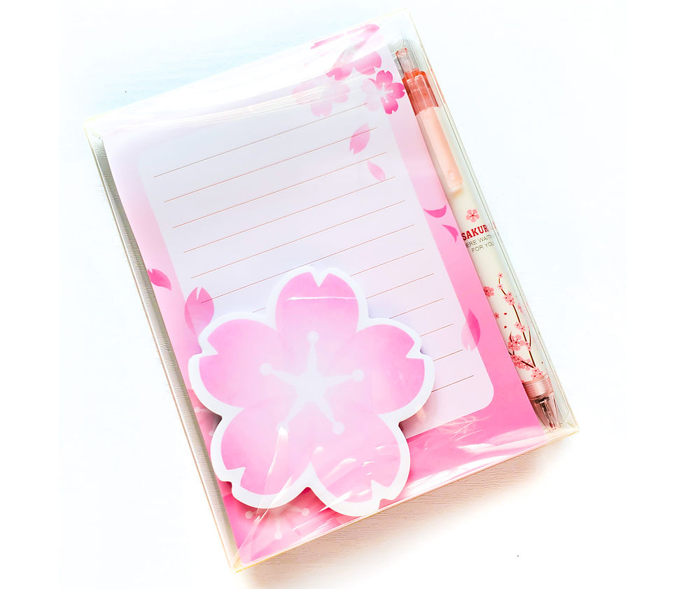 Thumbnail: Cherry Blossom Stationery | 3 Inch Sticky Notes | 4x6 Notepad | Stationery Set