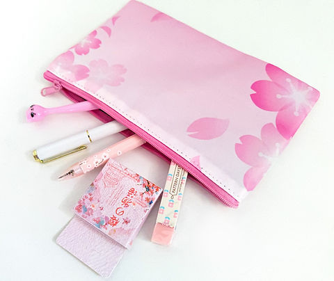 Cherry Blossom 5x8 Pink Zipper Pouch | Atomik Cupcake