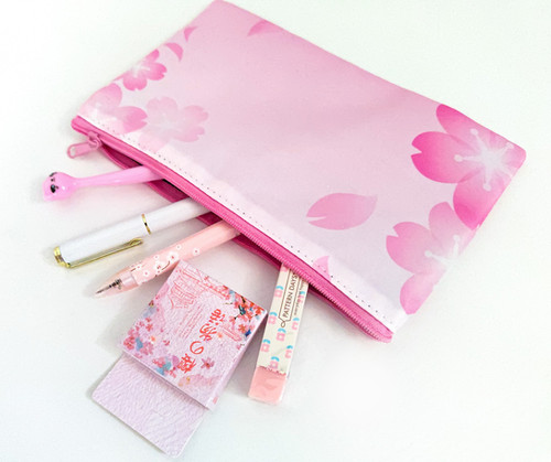 Cherry Blossom 5x8 Pink Zipper Pouch | Atomik Cupcake