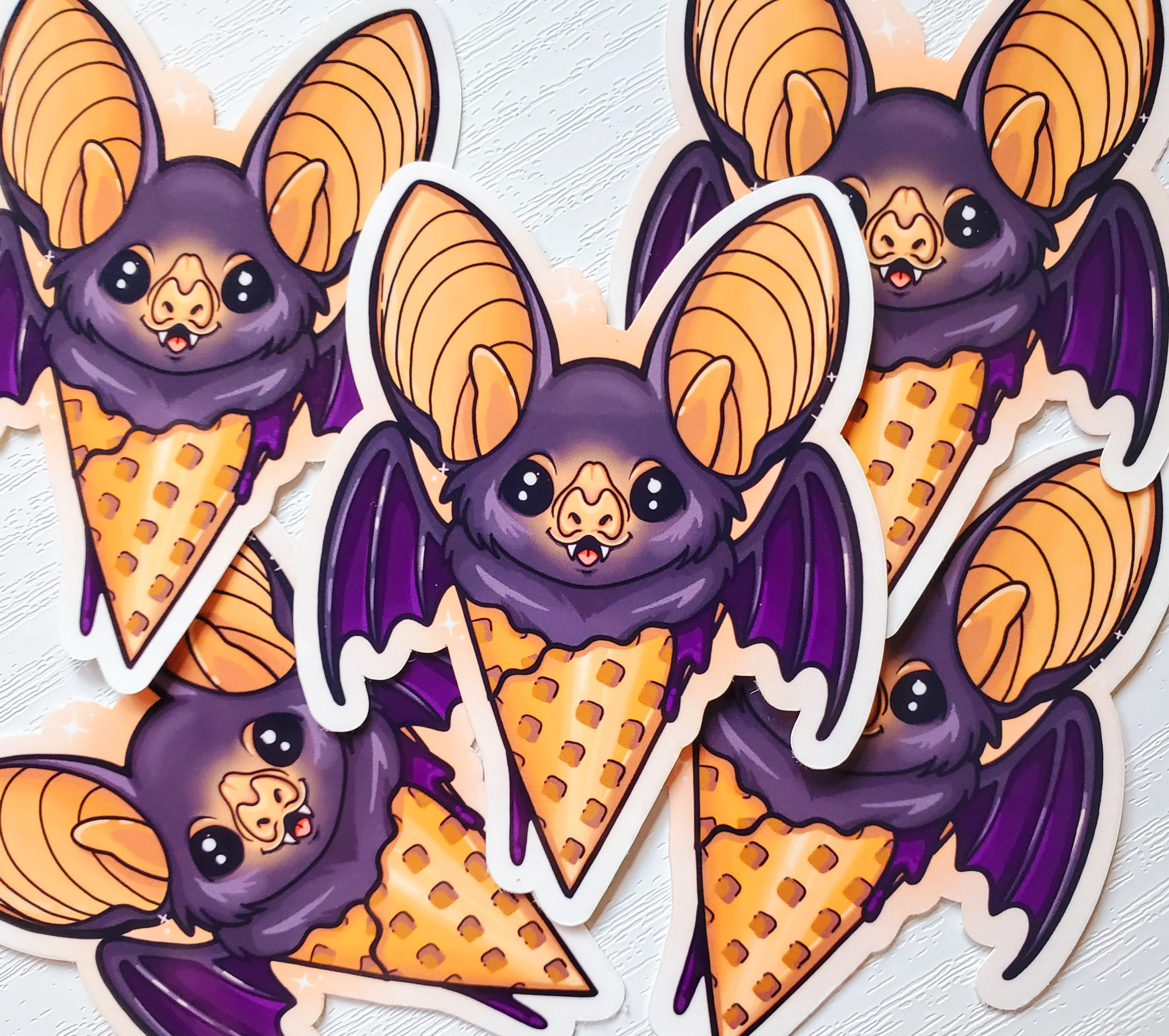 Ice Cream Bat 3 Inch Vinyl Sticker | Cute Halloween Bat Sticker