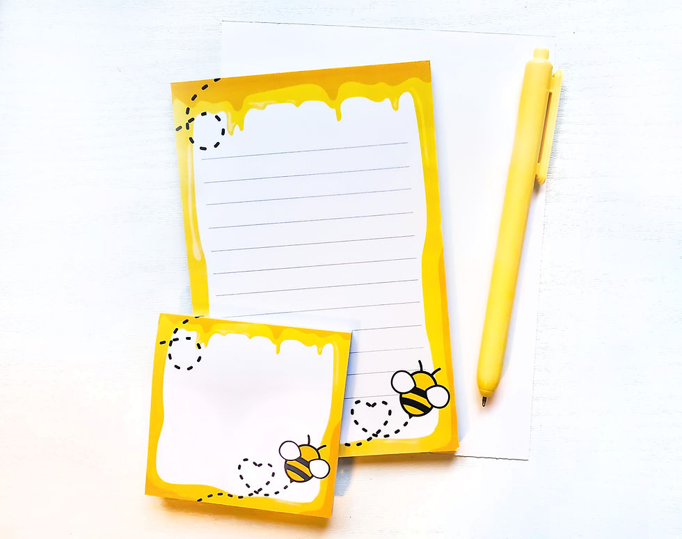 Honey Bee Notepad & Sticky Notes | Kawaii Bee Stationery