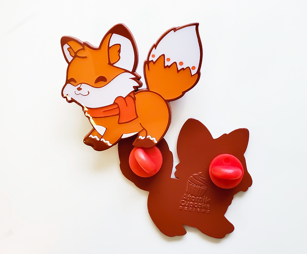 Thumbnail: Gingerbread Cookies Kawaii Fox 1.75 Inch Soft Enamel Pin