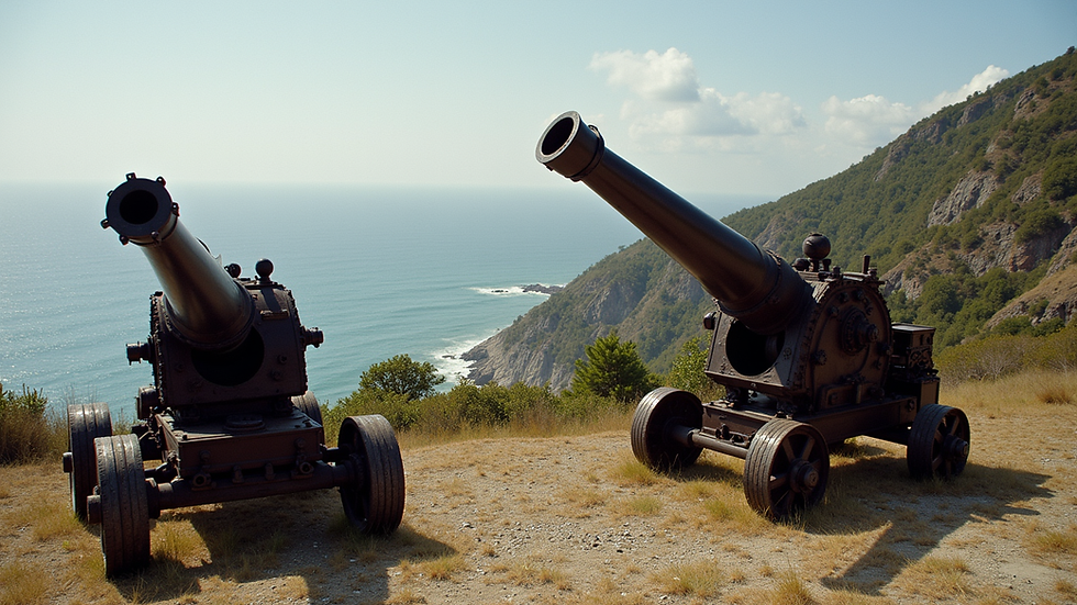 High angle view of historic mining equipment displayed outdoors on Texada Island