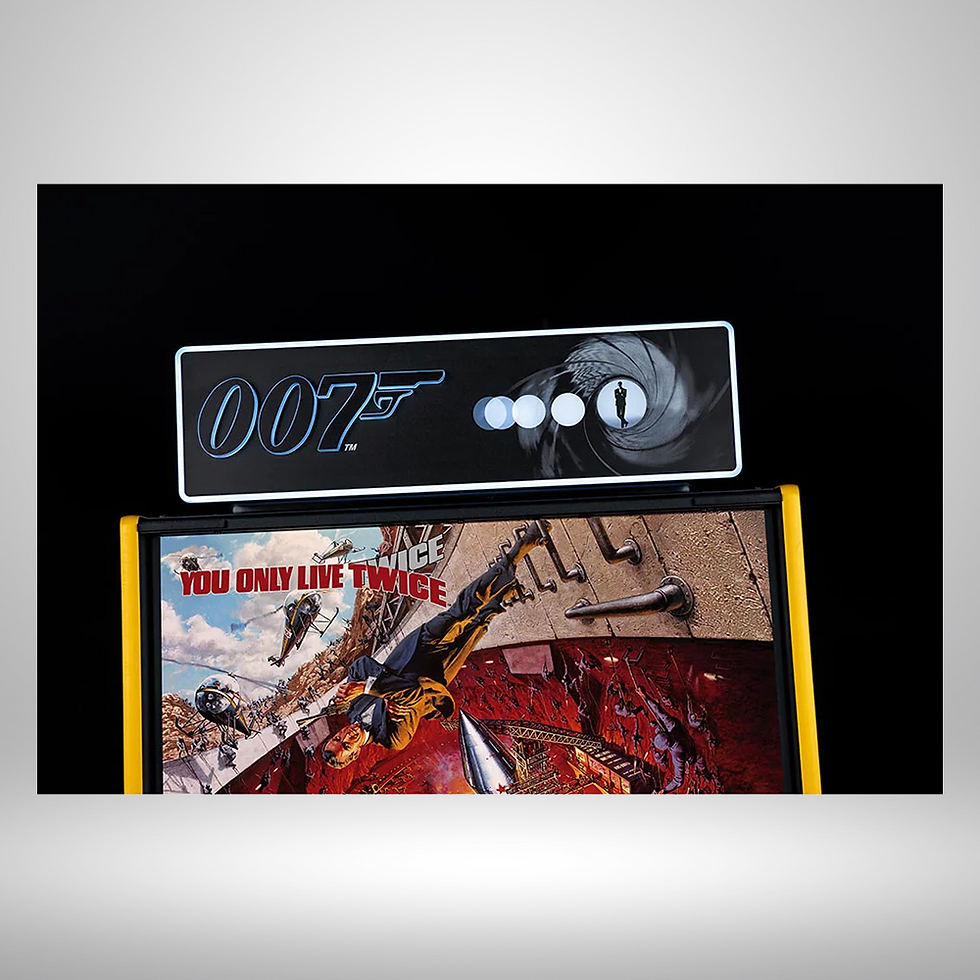 Front view of 007 Pinball Topper on pinball machine