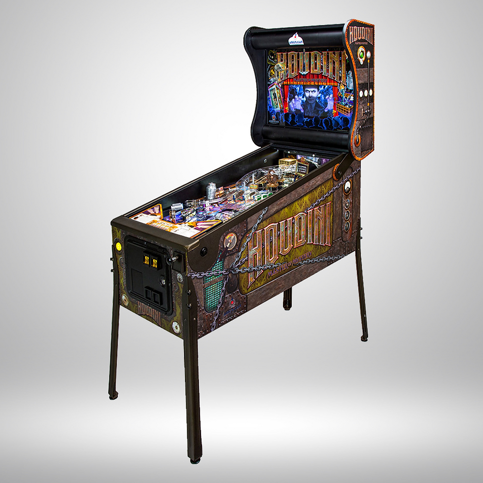 Thumbnail: Pinball machine facing to the left with Houdini logo and graphics
