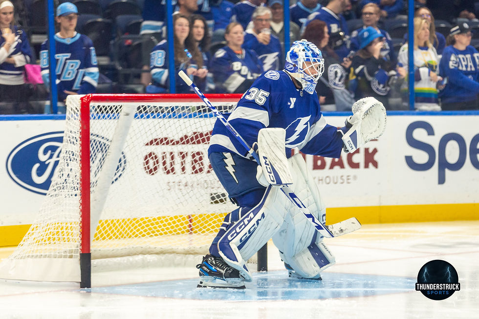 Dennis Hildeby takes the net for his first game as a Bolt.