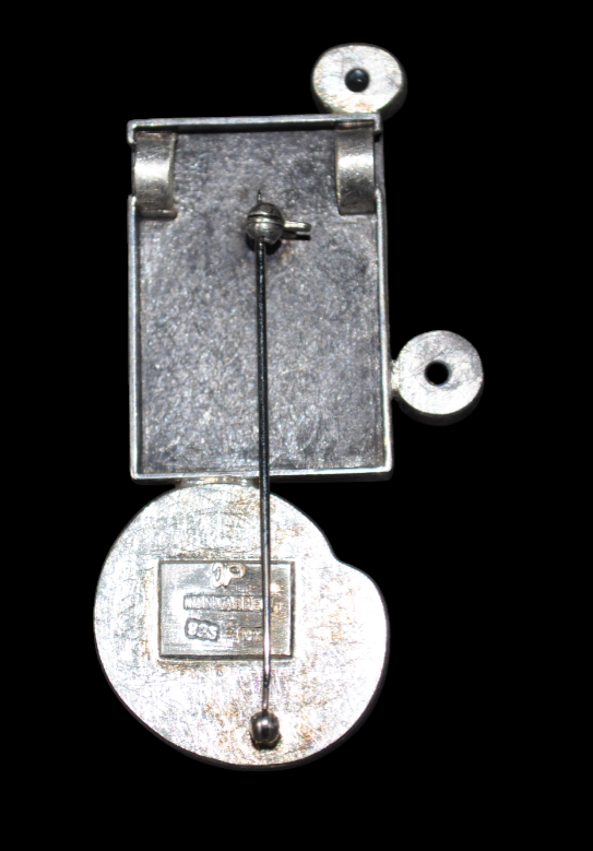Miniature : Pendentif et Broche en Argent, Or, Aigue-marine, Citrine et Helix en lussatite