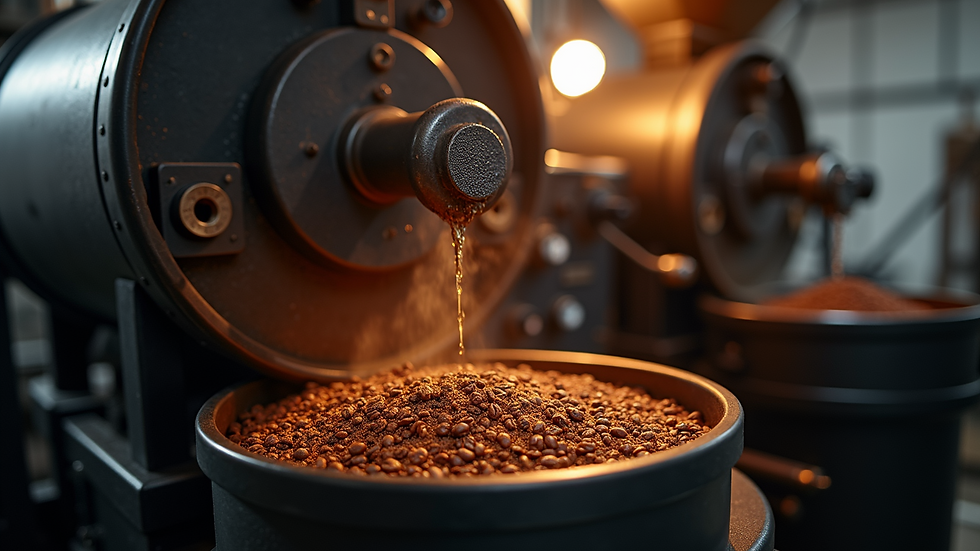 High angle view of a coffee roasting machine