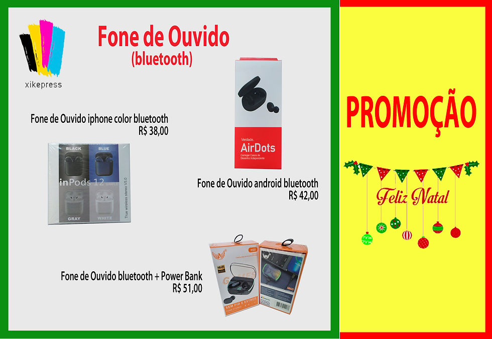 Promoção de Natal: Fones de Ouvido Bluetooth