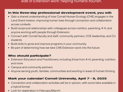 Save the Date: Inaugural Human Ecology In-Service to Include 4-H!