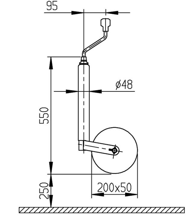 Miniaturbild: Stützrad Plus 200 x 50 mm Vollgummi / Blechfelge