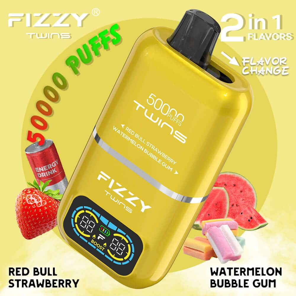 FIZZY TWINS 50K : SMAK - RED BULL STRAWBERY / WATEMELON BUBBLE GUM