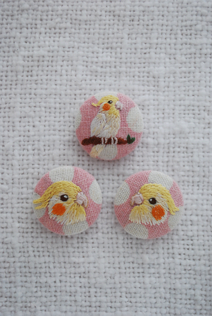 オカメインコ / ケージカバー用刺繍ボタン