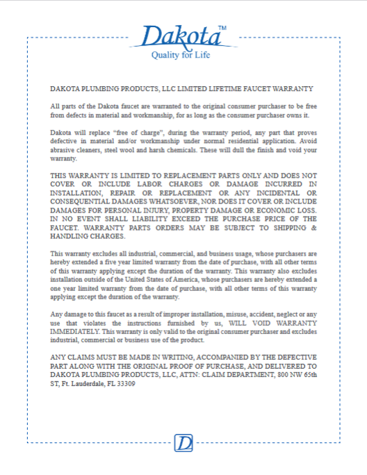 Thumbnail: USF-15KSH01BN (Brushed Nickel Finish) Warranty