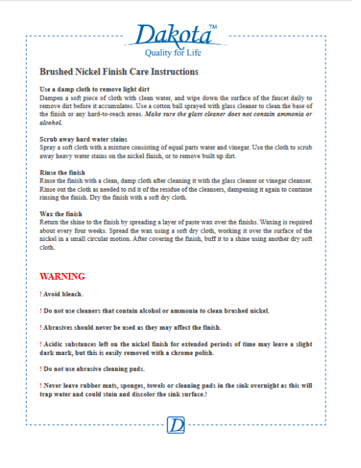 Thumbnail: DSF-34BSH00BN (Brushed Nickel Finish) Vessel Faucet with Pop-up Drain Care