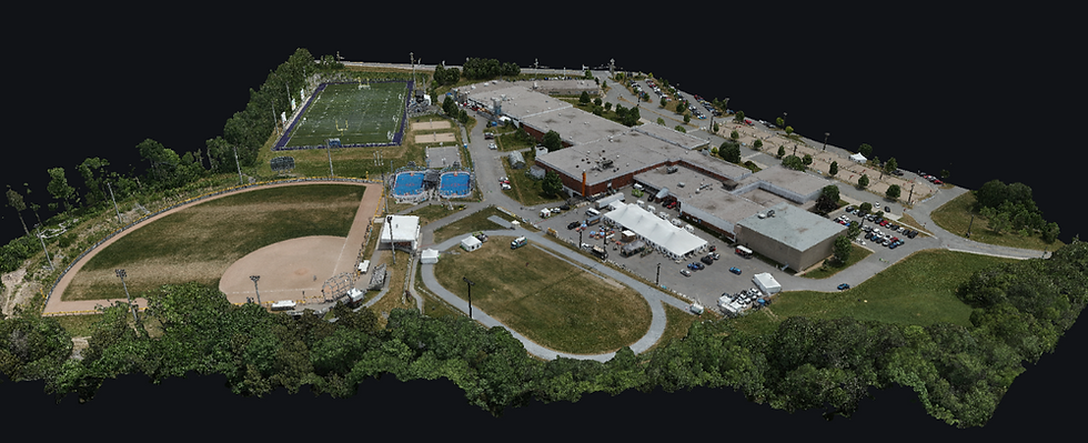 Vue 3D aérienne d’un site de festival sportif