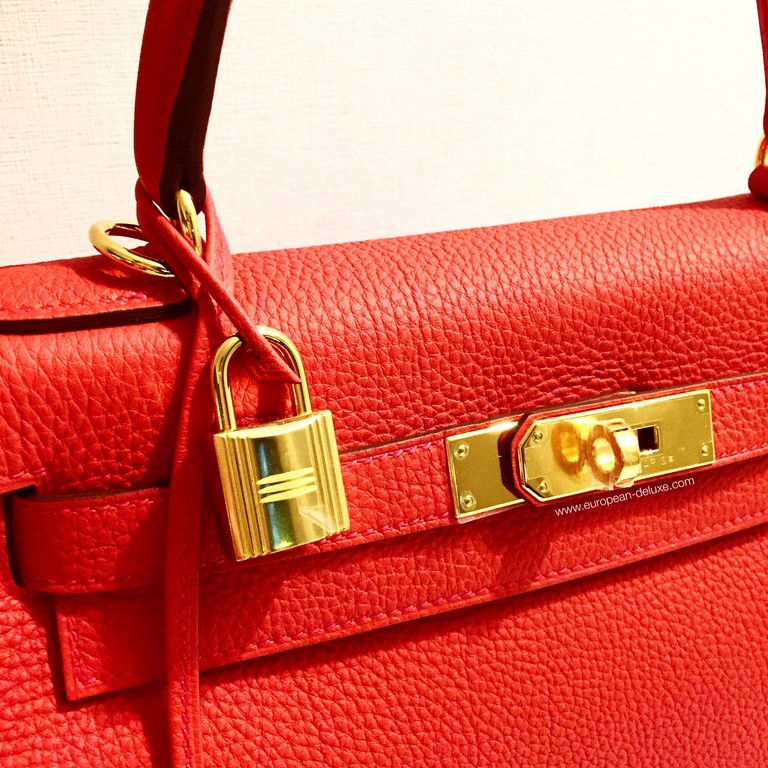 Thumbnail: Hermès Kelly 28 Togo leather Geranium