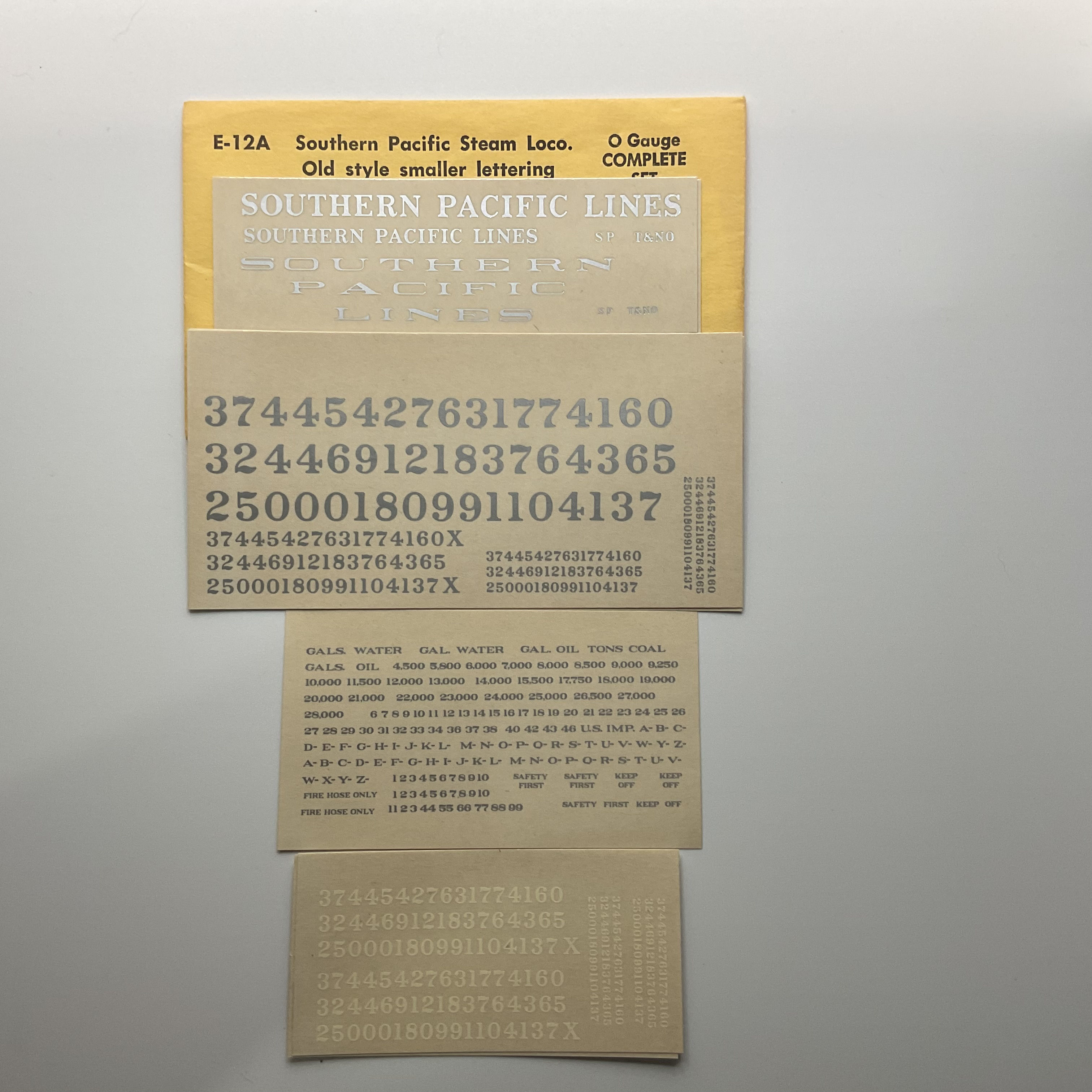 Decal Set, O Scale, SP Steam Locomotive, Champ # E-12A