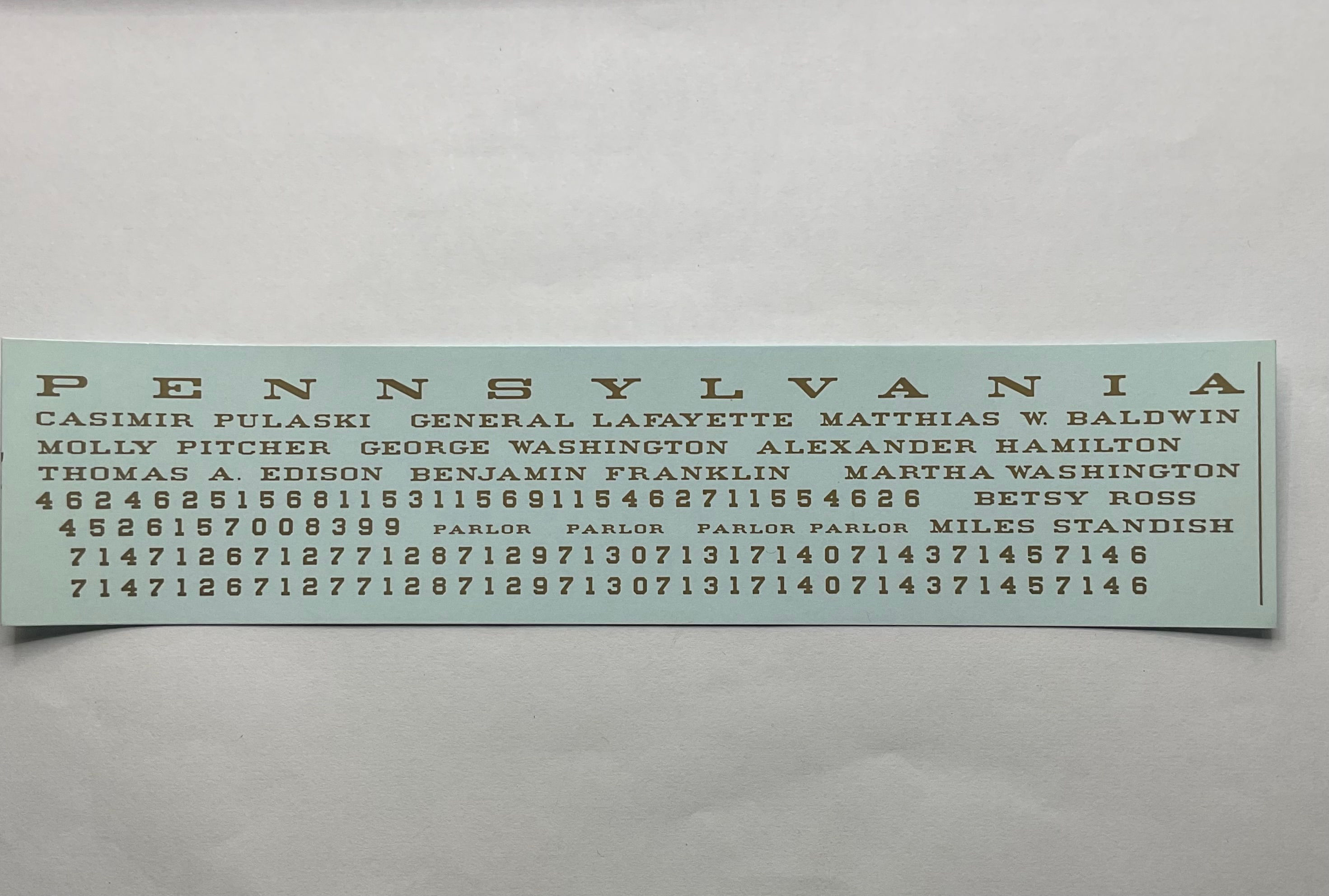 Decal Set, O Scale, PRR Steam Locomotive