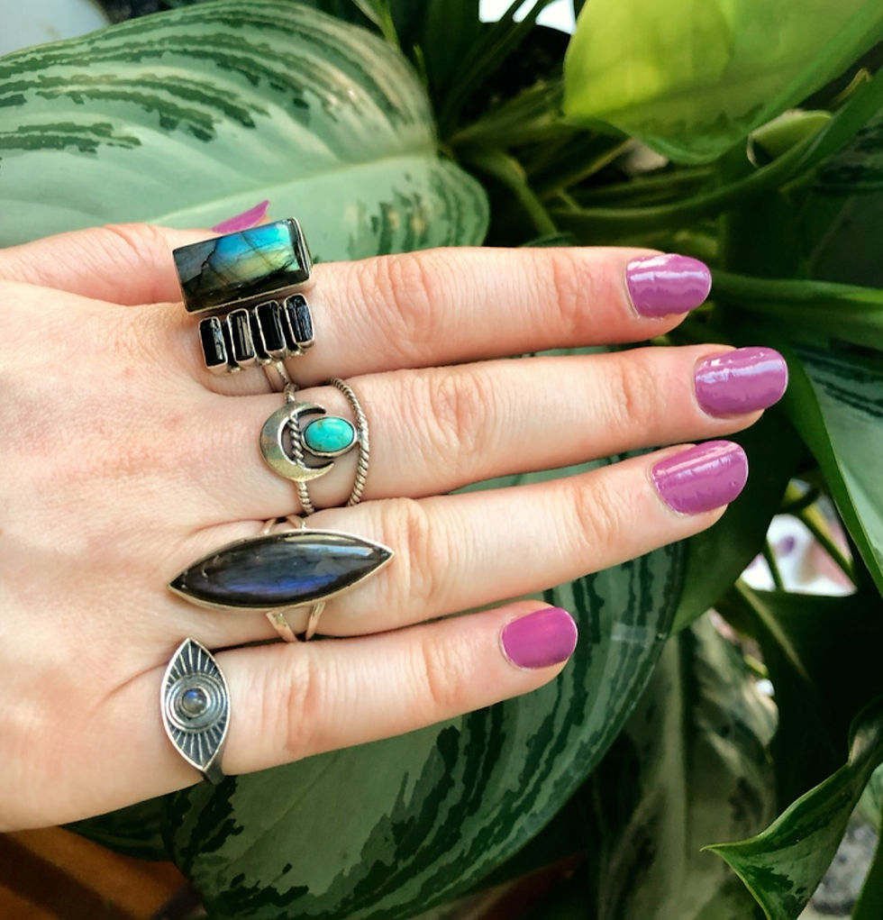 Thumbnail: Labradorite "Watchful Eye" Protective Talisman Sterling Silver Ring (5.5)