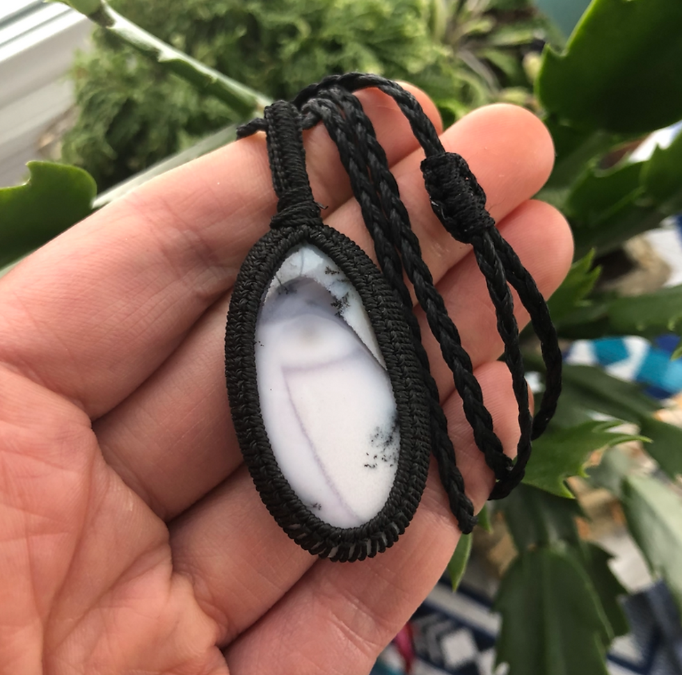 Thumbnail: Dendritic Opal Macrame Necklace