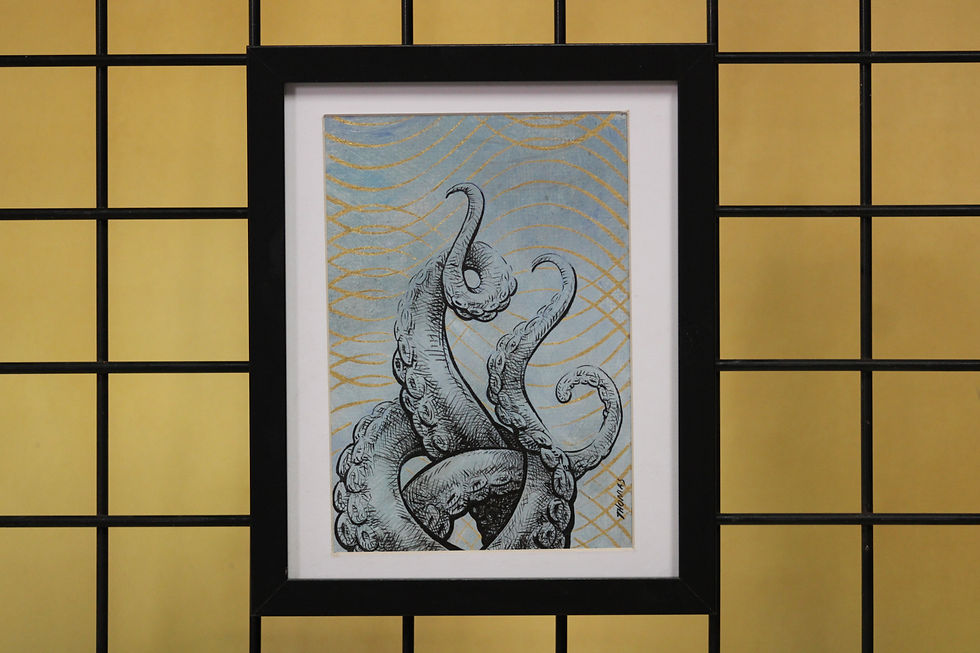 Thumbnail: Octopus Sketch on Geometric 24k Gold Leafing Background