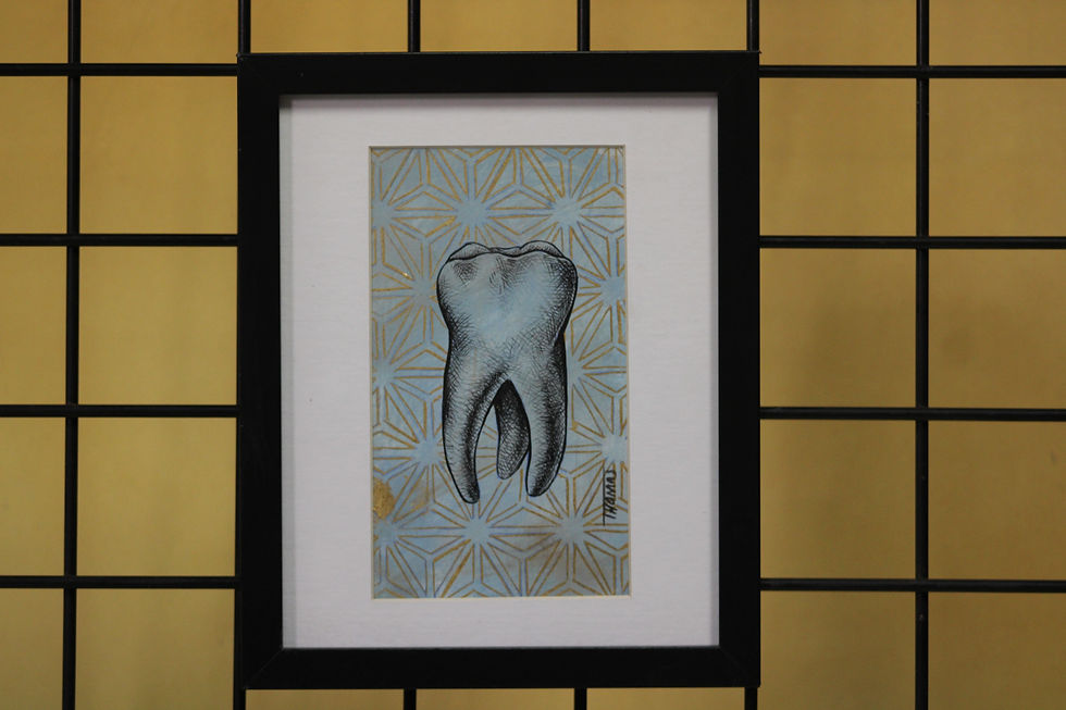 Thumbnail: Tooth Sketch on Geometric 24k Gold Leafing Background