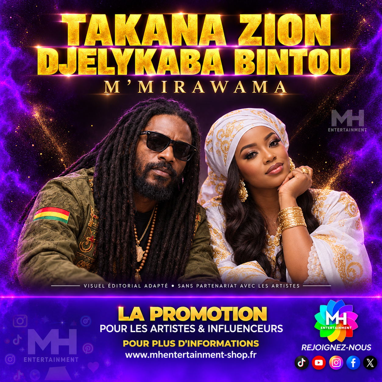 Takana Zion et Djelykaba Bintou pour M’MIRAWAMA, visuel éditorial MH Entertainment