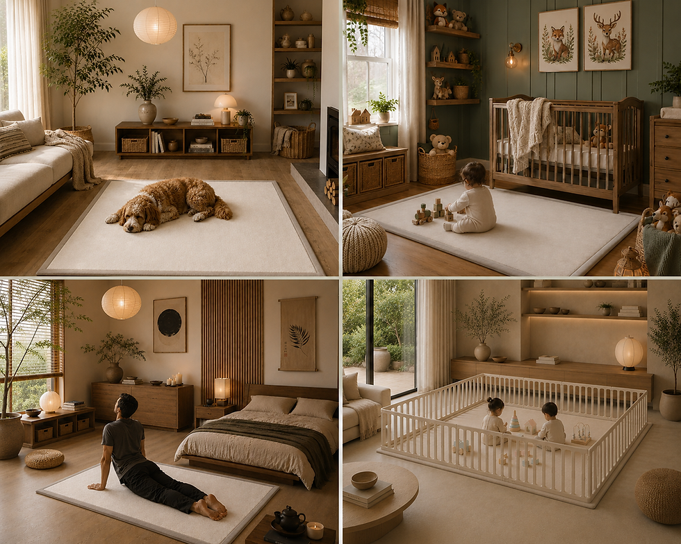 Küçük resim: Bej Memory Foam Tatami Bebek Cocuk Oyun Mati | Yoga Mati | Kopek Yatagi