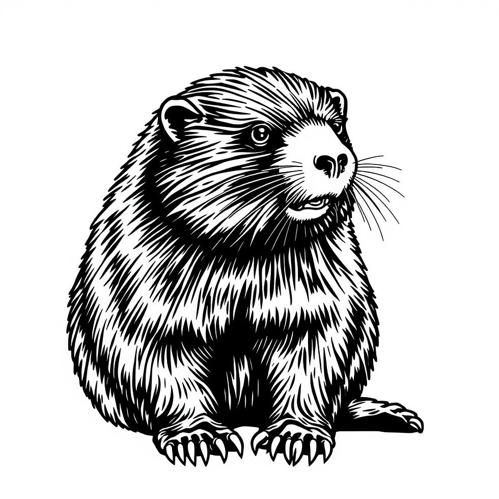 This is a b/w illustrated line artwork of an individual mole - AI generated.