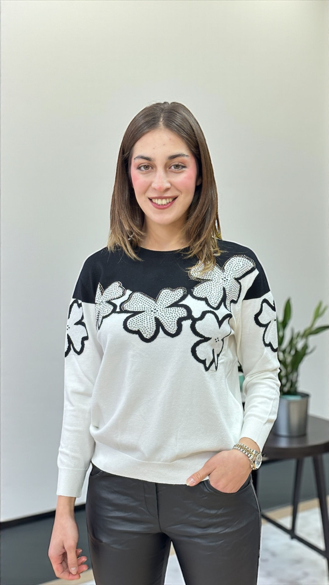 ÇİFT RENK TAŞLI TRİKO BLUZ