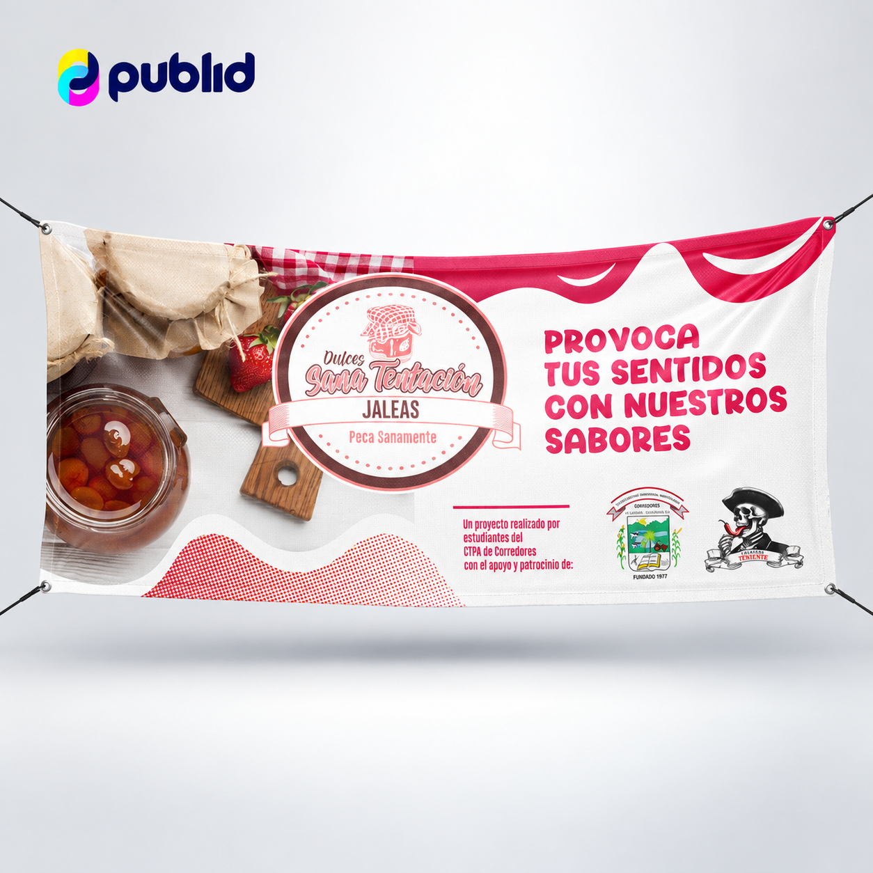 Banner horizontal full color con ojales de montaje