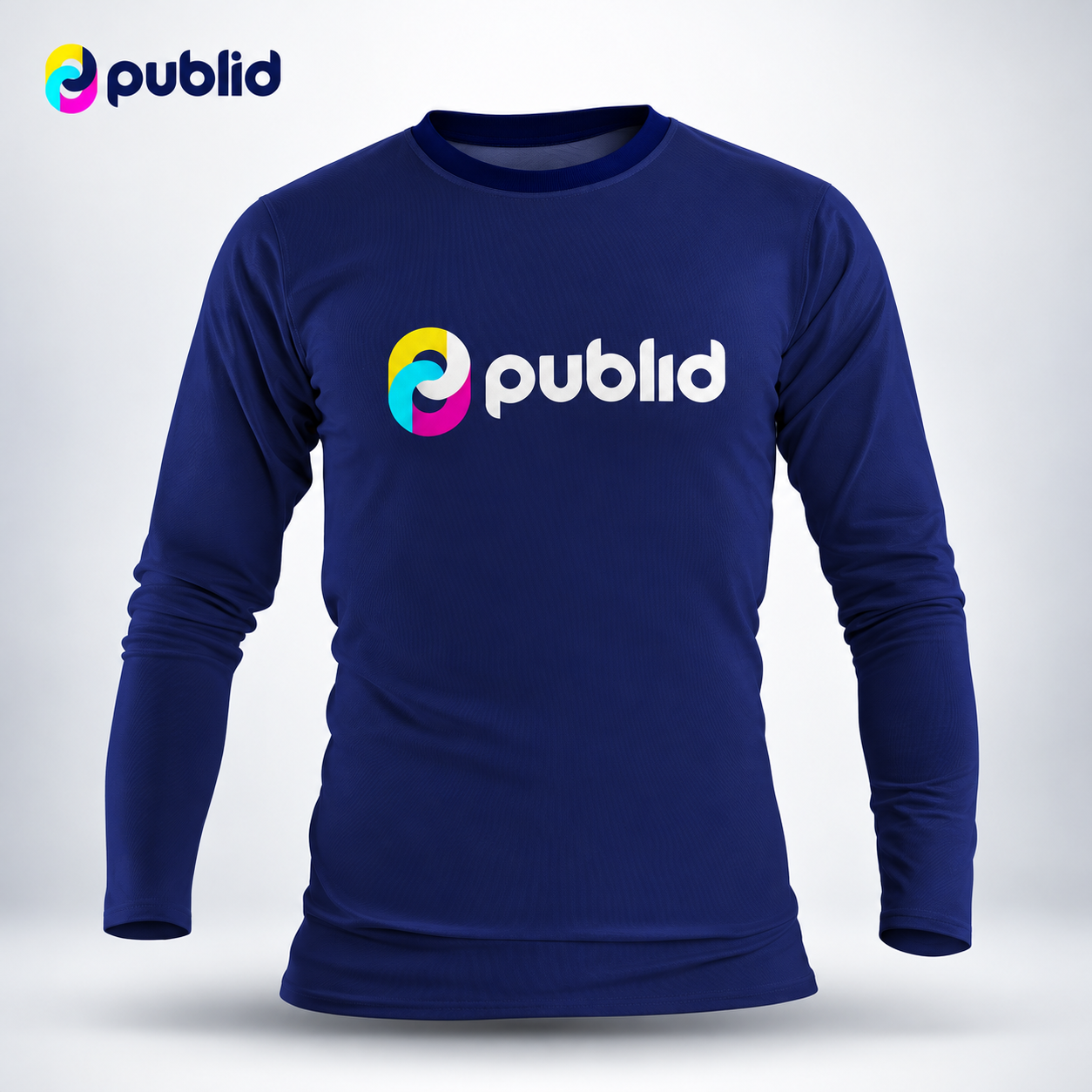 Camiseta azul de manga larga personalizada