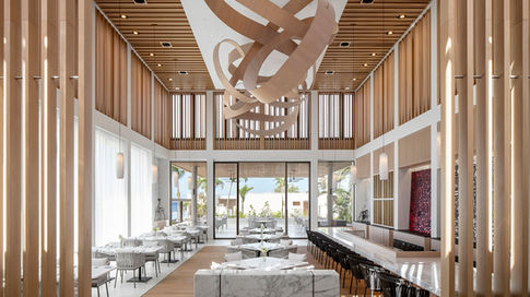 A comparison of the actual Fortune Hotel restaurant, looking towards the patio doors.