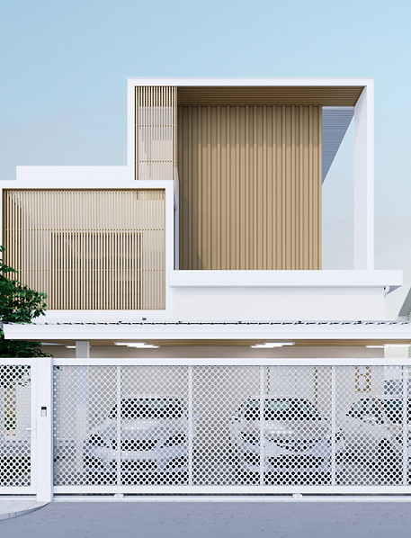 ปัญหาบ้านทิศตะวันตก Muiji Contemporary สร้างบ้านบนพื้นที่บ้านเก่า บ้านพอเพียง Type-C