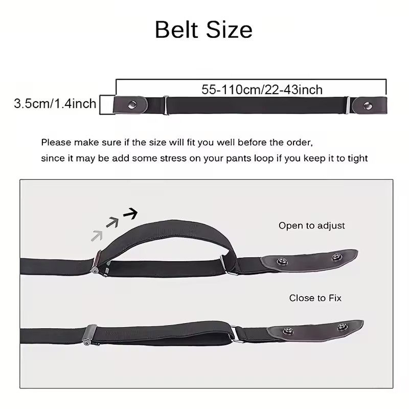 Thumbnail: 2pcs Set No Buckle Elastic Belt for Women Men Unisex Stretch Belt for Pants Jean