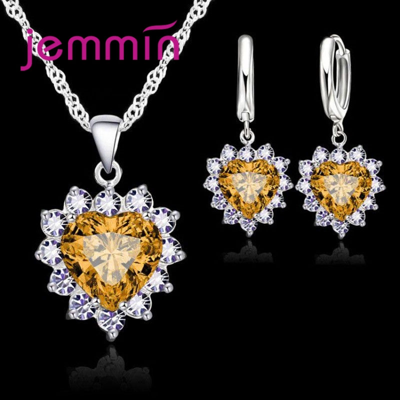 Thumbnail: Top Sale Wding Engagement Anniversary Gift Jewelry Sets 925 Silver Color Stamped