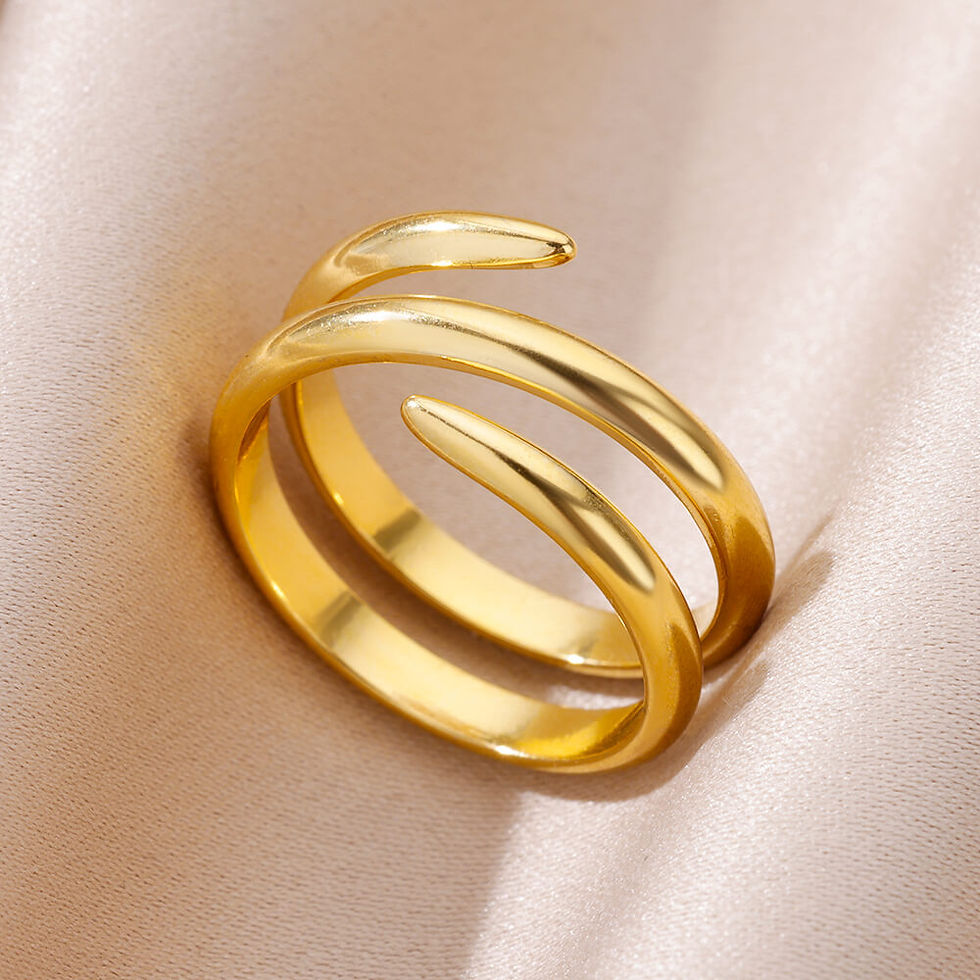 Thumbnail: 316L Stainless Steel Rings for Women Gold Color Multilayer Geometric Open Ring V