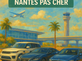 Vue d’un parking privé et sécurisé près de l’aéroport Nantes Atlantique, avec des emplacements bien délimités et un service de navette incluse